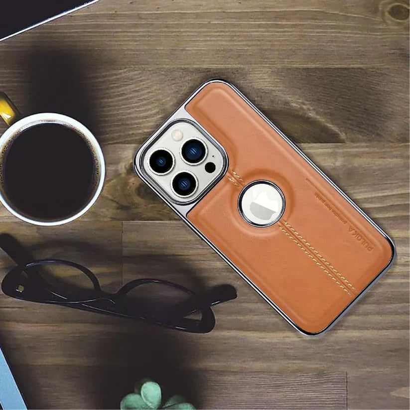 Leather Back Case - Compatible with iPhone Series - Luxury Bumper Case - Flexible Vegan Leather